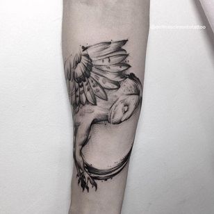 Tatuaje de búho por Dell Nascimento #owl #watercolor #watercolorartist #contemporary #DellNascimento
