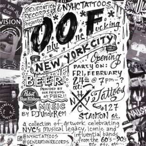 The flier for the Only One Fucking New York City art show and party at New York Hardcore Tattoo (IG—nyhctattoos). #artshow #fineart #music #NewYorkHardcoreTattoo #OnlyOneFuckingNewYorkCity
