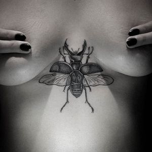 Beetle Tattoo by Bernardo Lacerda #beetle #beetletattoo #blackwork #blackworktattoo #blackink #blacktattoos #blackworkers #blackworkartist #BernardoLacerda