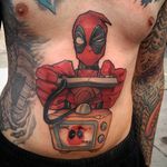 Deadpool Tattoo by Thom Bulman #deadpool #deadpooltattoo #newschool #popculture #popculturetattoos #newschoolpopculture #boldtattoos #popcultureartist #ThomBulman