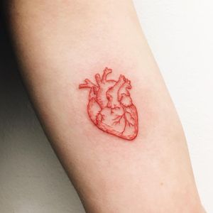 Mariana Oliveira #MarianaOliveira #redtattoo #redink #tatuagemvermelha #coração #heart #coraçãoanatomico #anatomicalheart
