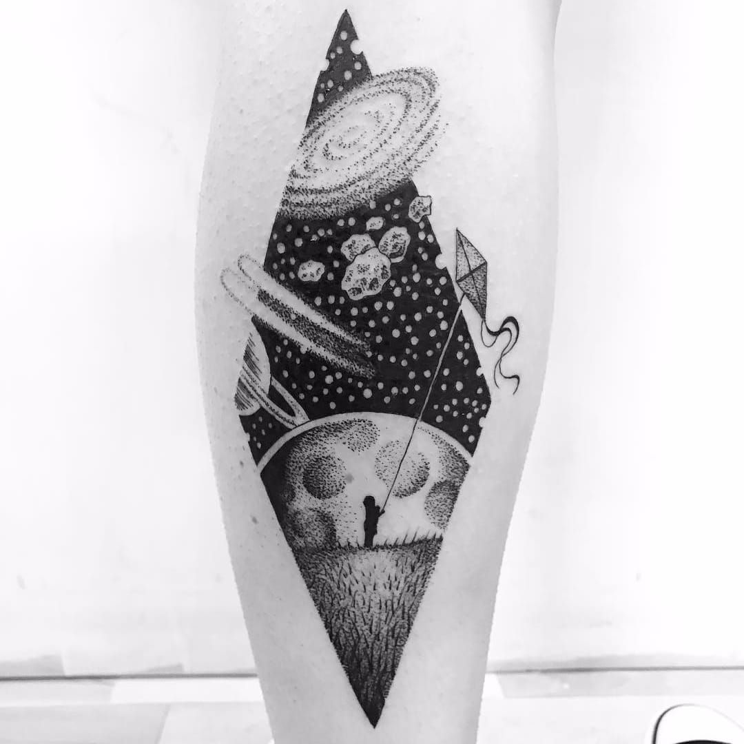 Black And Grey Galaxy In Triangle Tattoo Design For Forearm By Dr Woo