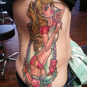 Candy themed pin-up by Alayna Magnan. #pinup #neotraditional #AlaynaMagnan #candy
