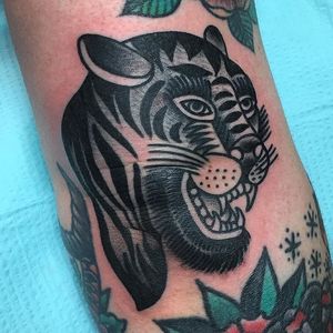 Tiger Tattoo by Katieryan Tattooer #tiger #BertGrimm #oldschool #traditional #KatieryanTattooer