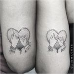 Lovers tattoo by Sindy Brito. #SindyBrito #fineline #subtle #lovers #couple
