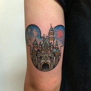 Disneyland tattoo by Nat G. #disney #disneyland #castle #waltdisney #NatG