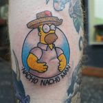 Homer tattoo by Nicole Draeger #NicoleDraeger #nachos #TheSimpsons (Photo @thesimpsonstattoo)