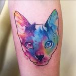 Galactic cat tattoo by Liisa Addi #watercolor #LiisaAddi #galactic #cat #galacticcat #cathead #animal