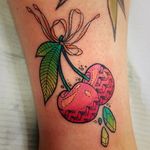 Cherry tattoo by Katie Shocrylas. #cherry #fruit #sweet #KatieShocrylas #kshocs