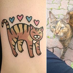 Cat Tattoo by Jiran @Jiran_Tattoo #JiranTattoo #Pet #Cat #PetTattoo #Neotraditional #Seoul #Korea