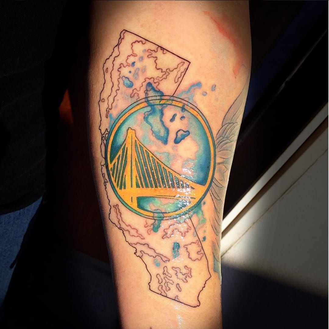 Tattoo uploaded by Charlie Connell  Watercolor tribute to the Golden State  Warriors by Dani Demi Via IG daniaesthetic  Tattoodo