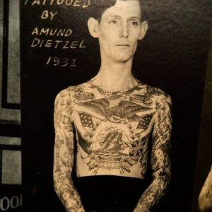 A man showing of his many tattoos by Amund Dietzel. #AmundDietzel #history #toddnoble