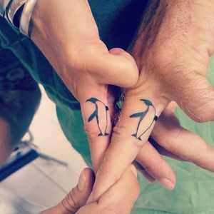 Penguin Couples Tattoo by Nicole Cooksley #matchingtattoos #couplestattoos #couple #NicoleCooksley