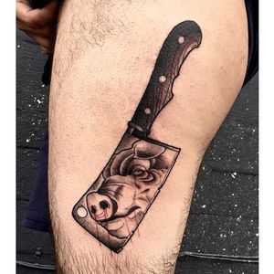 Cleaver Tattoo by Nico Bassill #cleaver #knife #knifetattoos #butcher #NicoBassill