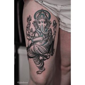 Blackwork Ganesha Tattoo by John Brass #BlackworkGanesha #blackwork #Ganesha #Hindu #JohnBrass