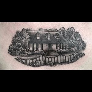 House tattoo by Jacek Minkowski. #house #home #architecture #blackwork