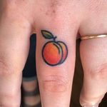 Peach tattoo by Erin Storm. #peach #fruit #microtattoo