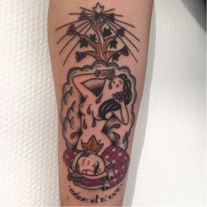 Adam and Eve tattoo by BricePoil #BricePoil #wine #sex #illustrative #French  #AdamandEve