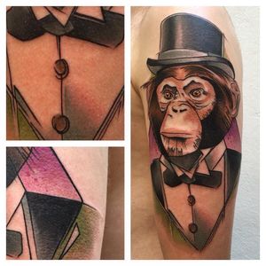 Monkey tattoo by Julian Hets #JulianHets #watercolor #graphic #sketch #monkey