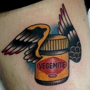 When vegemite gives you wings! Artist unknown #traditional #vegemite #jar #wings #Australian #Australia