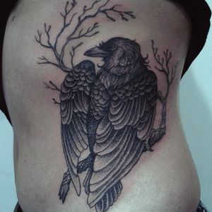 Corvo por Caroline Jamhour! #CarolineJamhour #TatuadorasBrasileiras #TatuadorasdoBrasil #TattooBR #TattoodoBr #raven #craw #corvo