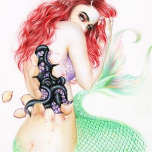 Mutant mermaid via @relmxx #Relm #ARTSHARE #painting #fineartist