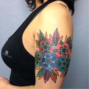 Flowery tattoo by Helga Hagen #HelgaHagen #traditional #russian #colorful #flower