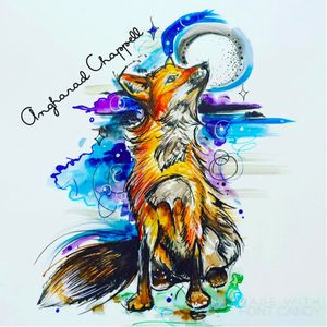 Fox tattoo design by Angharad Chappell #AngharadChappell #fox #watercolour