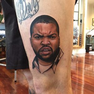Ice Cube Tattoo by Dan Molloy #icecube #icecubetattoo #rapper #rappertattoo #portrait #portraittattoo #gangsterrap #musician #musiciantattoo #DanMolloy