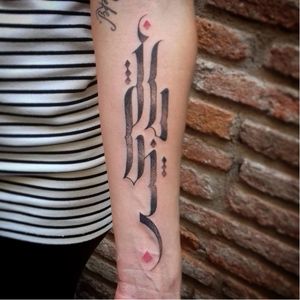 Calligraphy tattoo by Sadhu le Serbe #SadhuLeSerbe #graphic #calligraphy #blackwork