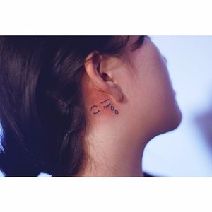 Behind the ear tattoo by Seoeon. #Seoeon #southkorean #korea #korean #subtle #micro #behindtheear #cry #sad