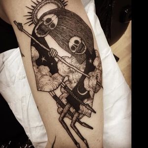 Gnarly tattoo  by Ildo Oh #IldoOh #blackwork #skulls