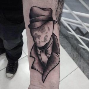 Rorschach Tattoo by Diego Tenório #portrait #rorschach #watchmen #rabbit #comic #comicbook #blackandgrey #shading #DiegoTenorio
