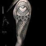 Sacred geometric jellyfish tattoo by ohtanyagee on Instagram. #jellyfish #marine #sacredgeometry #pointillism #blckwrk #blackwork #dotwork #dotshading #dotshade