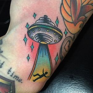 Alien Abduction Tattoo by @lockyllo #alienabduction #alien #ufo #scifi #lockyllo
