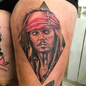 Jack Sparrow Tattoo by Matt Youl @Theyoul #Mattyoultattoo #Neotraditional #Nerdytattoo #Portrait #Piratesofthecarribean #Pirate #Jacksparrow