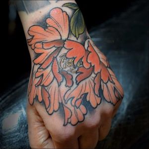 Peony hand tattoo by James Bull #JamesBull #japanese #asian #peony #peonies #flower
