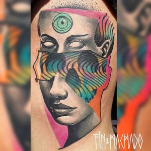 Maravilhoso #TinMachado #gringo #graphic #grafico #neotraditional #colagem #collage #mulher #woman #skull #caveira #cranio #olho #eye #pontilhismo #dotwork
