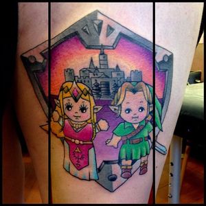 Princess Zelda and Link Kewpie Doll Tattoo by Cass Bramley #kewpiedoll #kewpie #CassBramley #PrincessZelda #Link #TheLegendOfZelda #videogame