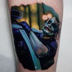 The Joker by Alex Wright #AlexWright #realism #realistic #hyperrealism #color #Batman #Joker #HeathLedger #heathledgerjoker #whysoserious #movie #movietattoo #tattoooftheday