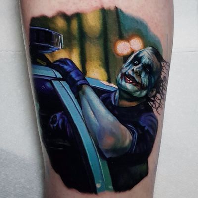 The Joker by Alex Wright #AlexWright #realism #realistic #hyperrealism #color #Batman #Joker #HeathLedger #heathledgerjoker #whysoserious #movie #movietattoo #tattoooftheday