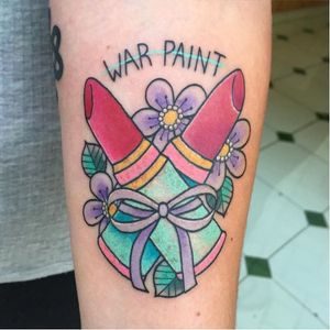 Warpaint tattoo by Meri Tattooist #pastel #girly #makeup #feminist #feminism #warpaint #meritattooist