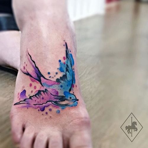 Swallow Tattoo by Jason Adelinia #swallow #watercolorswallow #watercolor #watercolorartist #JasonAdelinia