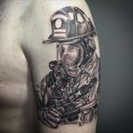 All gear'd up! by Chris Telle #firefightertattoo