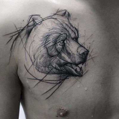 bear head outline tattoo