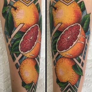 Tattoo by Jason Vaughn #JasonVaughn #neotraditional #fruit #grapefuit