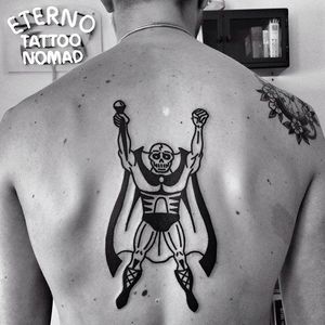 Skeleton hero tattoo by Eterno8 @Eterno8 #Eterno8 #Black #Traditional #Blackwork #Bold #Statement #Skeleton #Hero #BlackworkTattoo