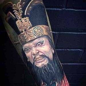 An intense portrait of Lo Pan from Big Trouble in Little China by Angie (IG—angie_tattoo). #Angie #BigTroubleinLittleChina #KurtRussell #LoPan #portraiture #realism