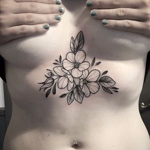 Delicate floral tattoo by Cutty Bage #CuttyBage #sketch #sketchstyle #blackwork #flower