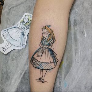 Alice in Wonderland tattoo by Ms. Kudu #MsKudu #sketchstyle #sketch #graphic #disney #aliceinwonderland #WaltDisney